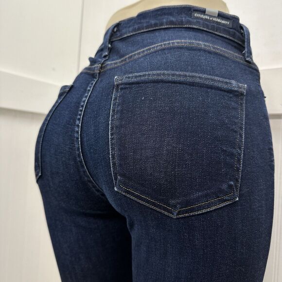 Citizens Of Humanity Rocket High Rise Skinny Ankle Jeans Sz 28 Blue Denim Fray - Picture 2 of 13